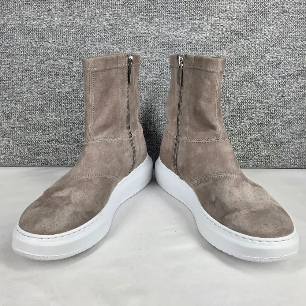 AQUATALIA LAINA WOMEN’S ZIP-UP BOOTS – SIZE 7.5M – GRAY SUEDE – WATER‑RESISTANT